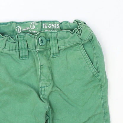 Denim & Co. Boys Green Cotton Cropped Jeans Size 12-18 Months Zip