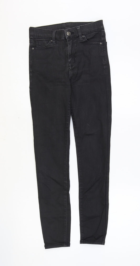 Topshop Womens Black Cotton Skinny Jeans Size 26 in Regular Zip