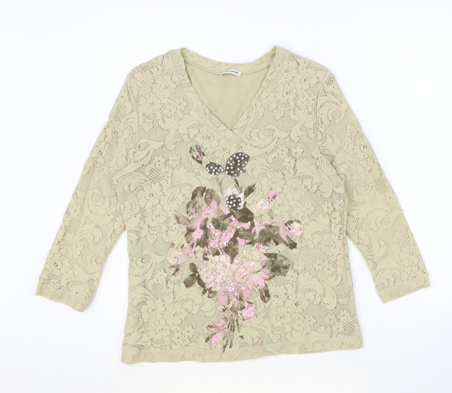 Womens UK Size 14 Gerry Weber Beige Basic T-Shirt