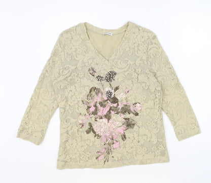 Womens UK Size 14 Gerry Weber Beige Basic T-Shirt