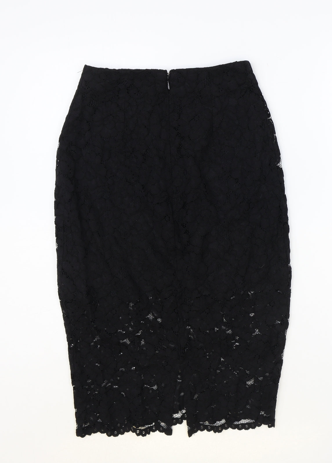 H&M Womens Black Geometric Cotton Straight & Pencil Skirt Size 6 Zip