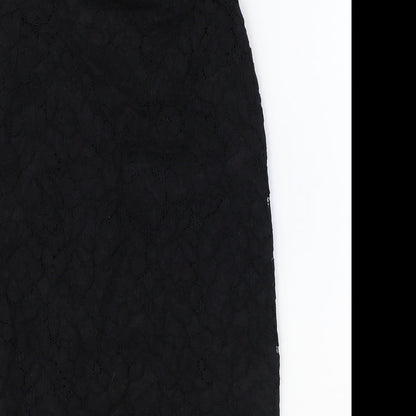 H&M Womens Black Geometric Cotton Straight & Pencil Skirt Size 6 Zip