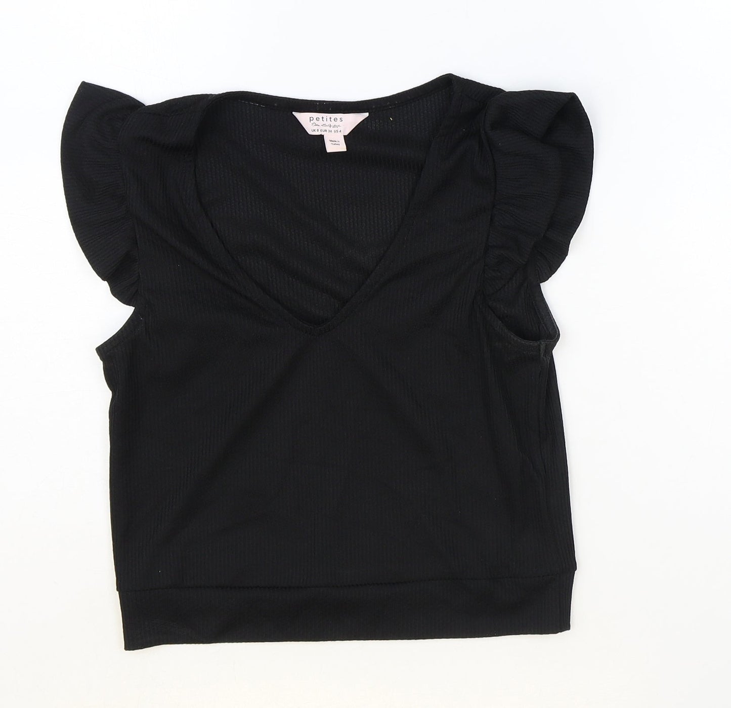Miss Selfridge Womens Black Polyester Basic Tank Size 8 V-Neck