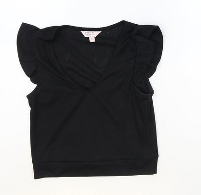 Miss Selfridge Womens Black Polyester Basic Tank Size 8 V-Neck