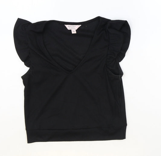 Miss Selfridge Womens Black Polyester Basic Tank Size 8 V-Neck