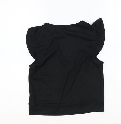 Miss Selfridge Womens Black Polyester Basic Tank Size 8 V-Neck