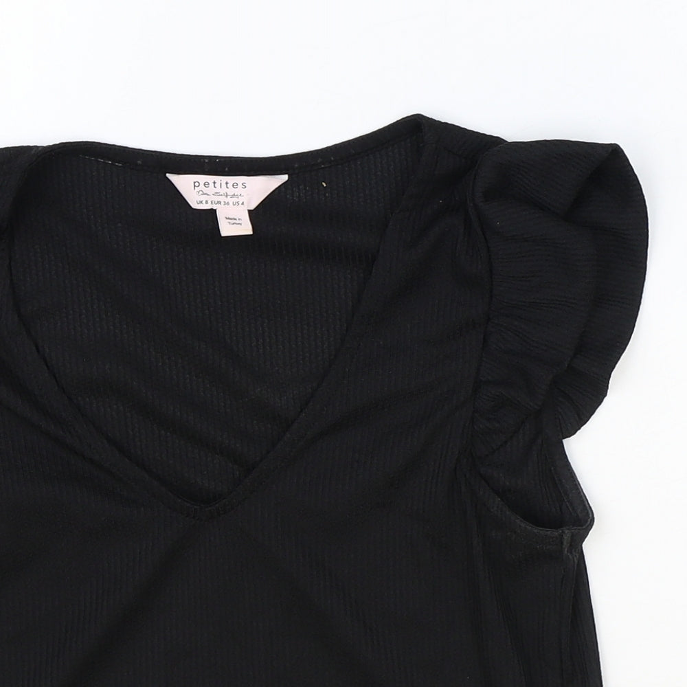 Miss Selfridge Womens Black Polyester Basic Tank Size 8 V-Neck