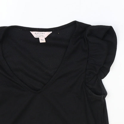 Miss Selfridge Womens Black Polyester Basic Tank Size 8 V-Neck