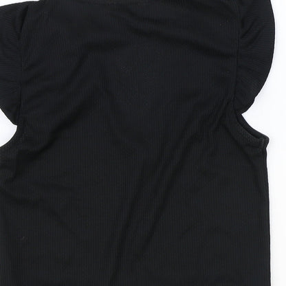 Miss Selfridge Womens Black Polyester Basic Tank Size 8 V-Neck