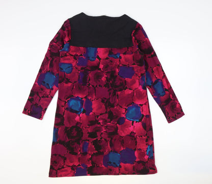 Braintree Womens Pink Geometric Cotton Shift Size M Round Neck Pullover