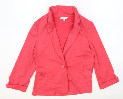 New Look Womens Pink Polyester Jacket Blazer Size 10
