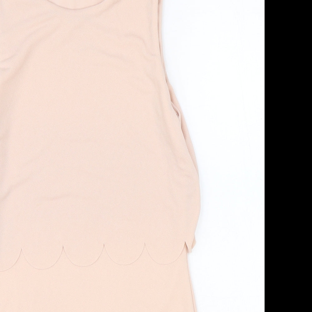 Boohoo Womens Pink Polyester Mini Size 14 Round Neck Pullover