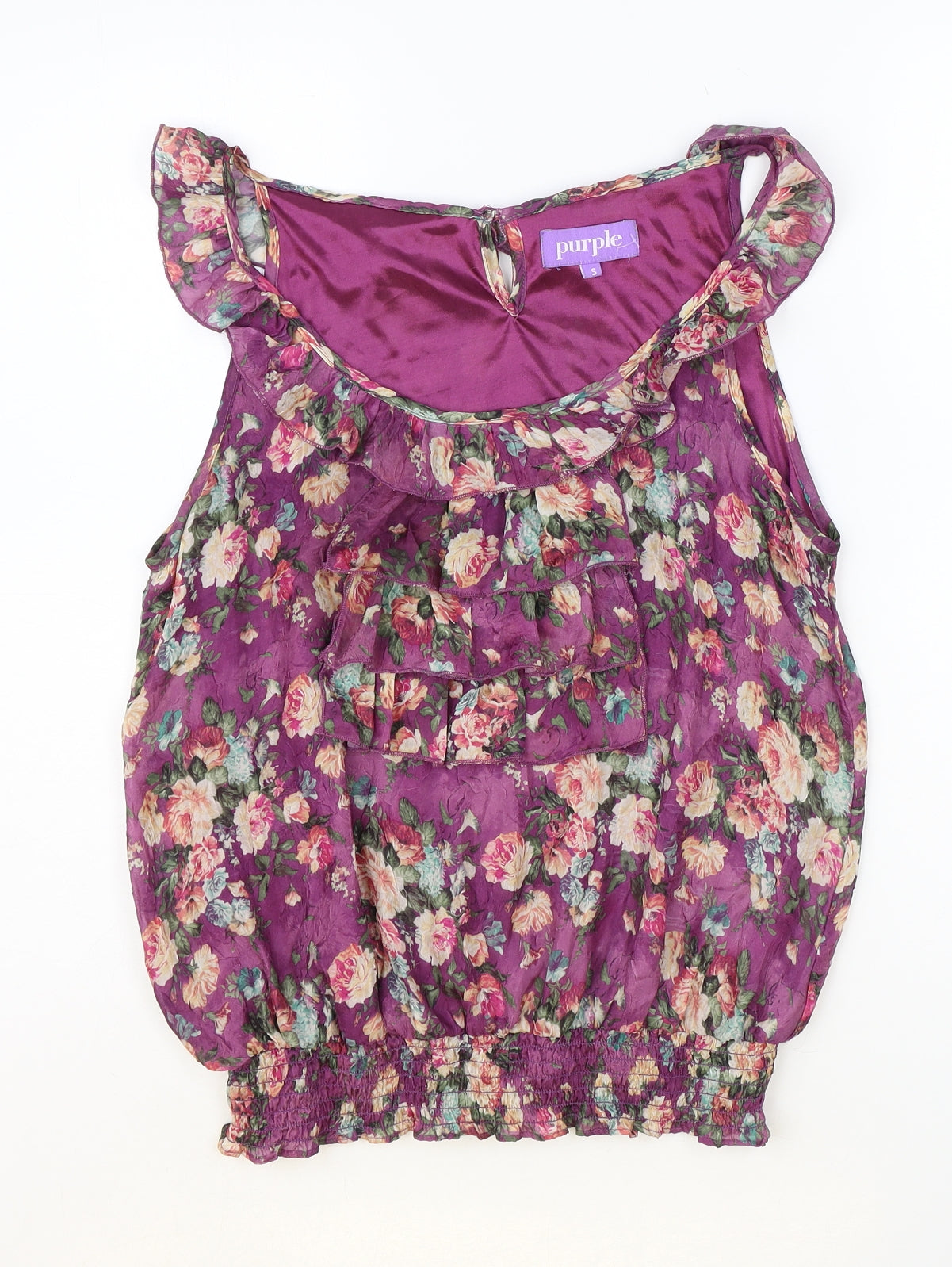 Womens UK Size S Purple Purple Basic Tank