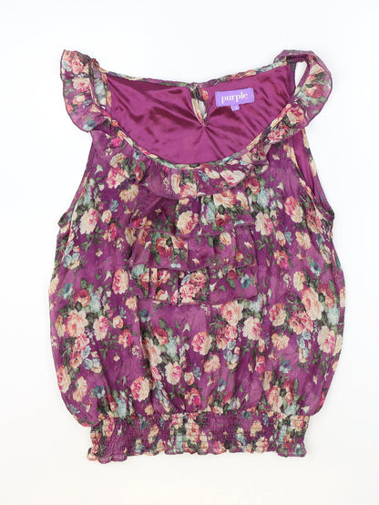 Womens UK Size S Purple Purple Basic Tank