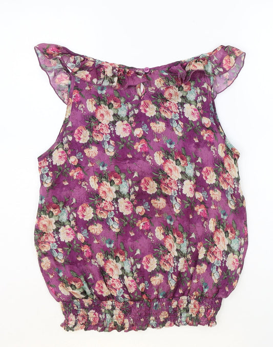 Womens UK Size S Purple Purple Basic Tank