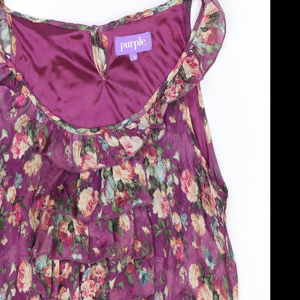 Womens UK Size S Purple Purple Basic Tank