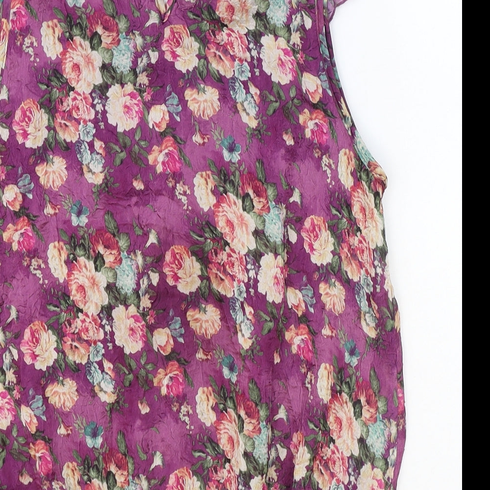 Womens UK Size S Purple Purple Basic Tank