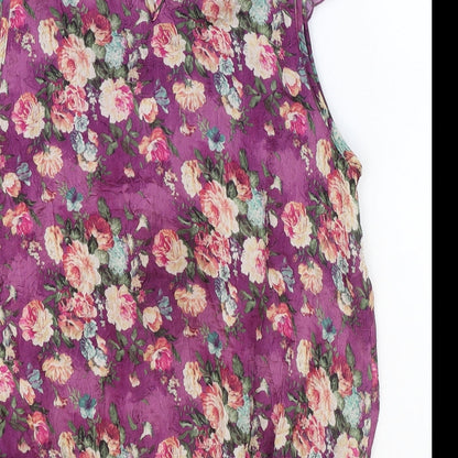 Womens UK Size S Purple Purple Basic Tank