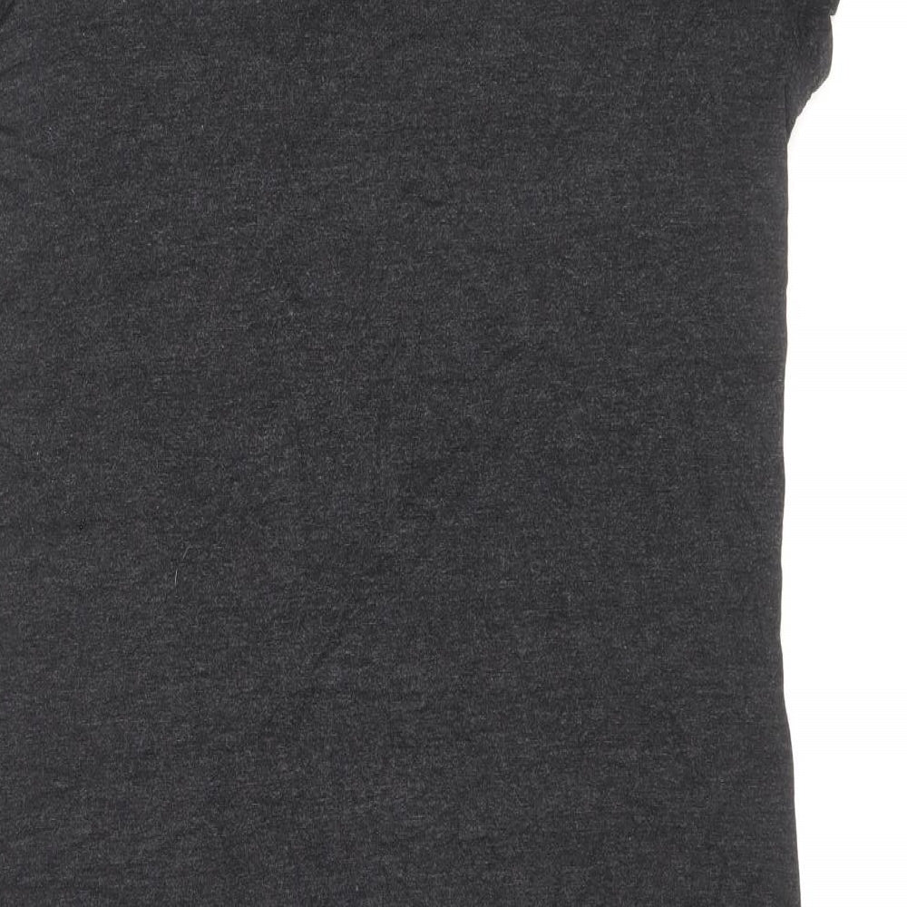 TU Womens Black Viscose T-Shirt Dress Size 10 Round Neck Pullover - Twist Detail