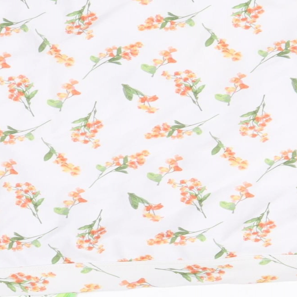 Peek & Beau Womens White Floral Polyester Cropped Blouse Size 18 V-Neck