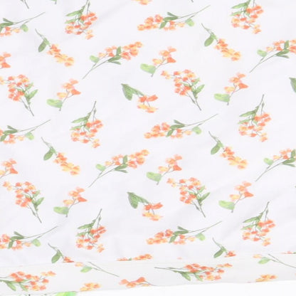 Peek & Beau Womens White Floral Polyester Cropped Blouse Size 18 V-Neck