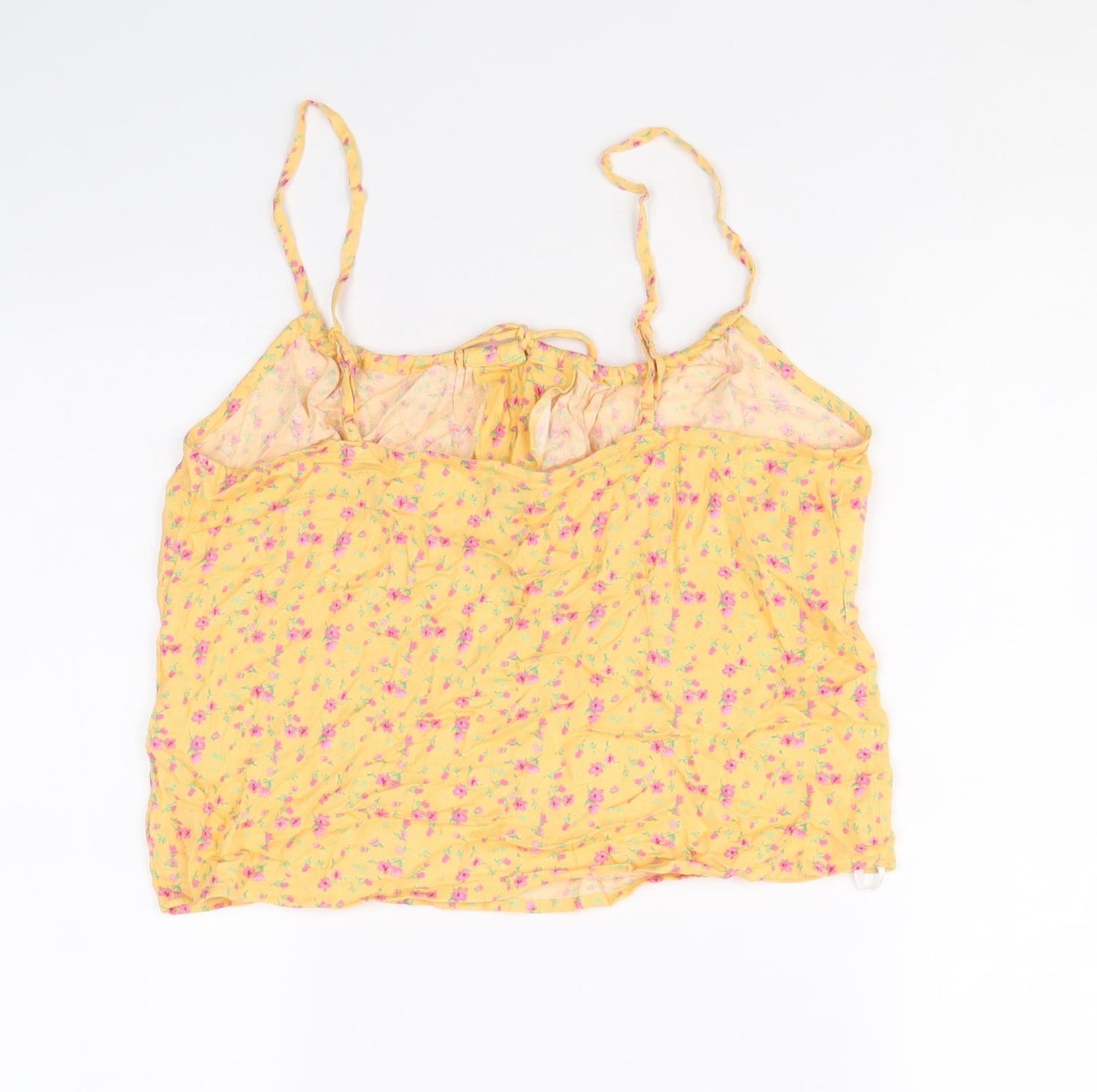 Primark Womens Orange Floral Viscose Cropped Tank Size 14 Round Neck