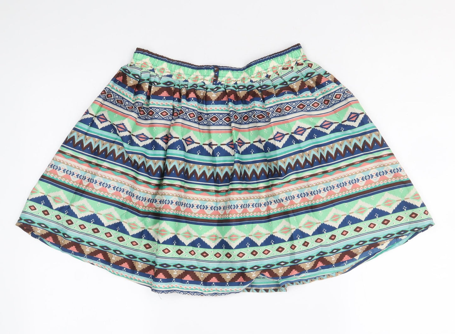Band of Gypsies Womens Multicoloured Geometric Polyester Skater Skirt Size M