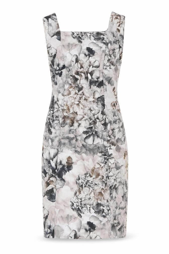 H&M Womens Grey Geometric Polyacrylate Fibre Shift Size 10 Square Neck Zip