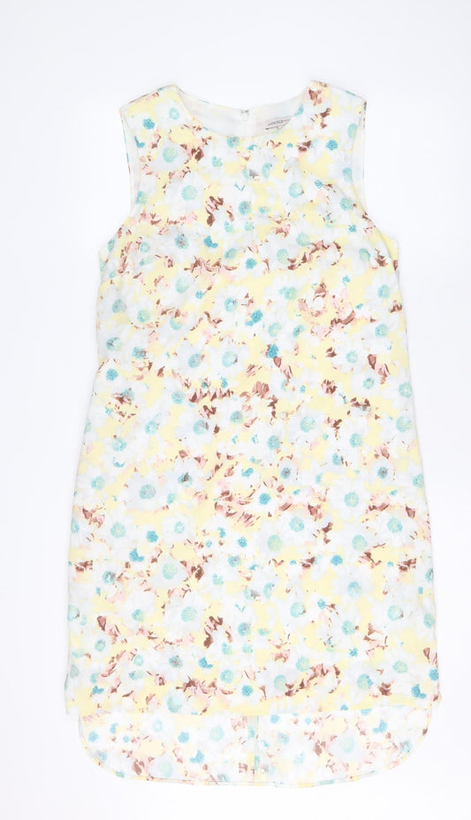 Marks and Spencer Womens Multicoloured Geometric Polyester Shift Size 12 Boat Neck Zip