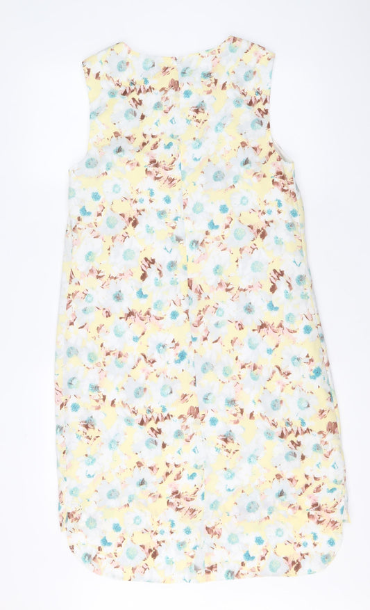 Marks and Spencer Womens Multicoloured Geometric Polyester Shift Size 12 Boat Neck Zip