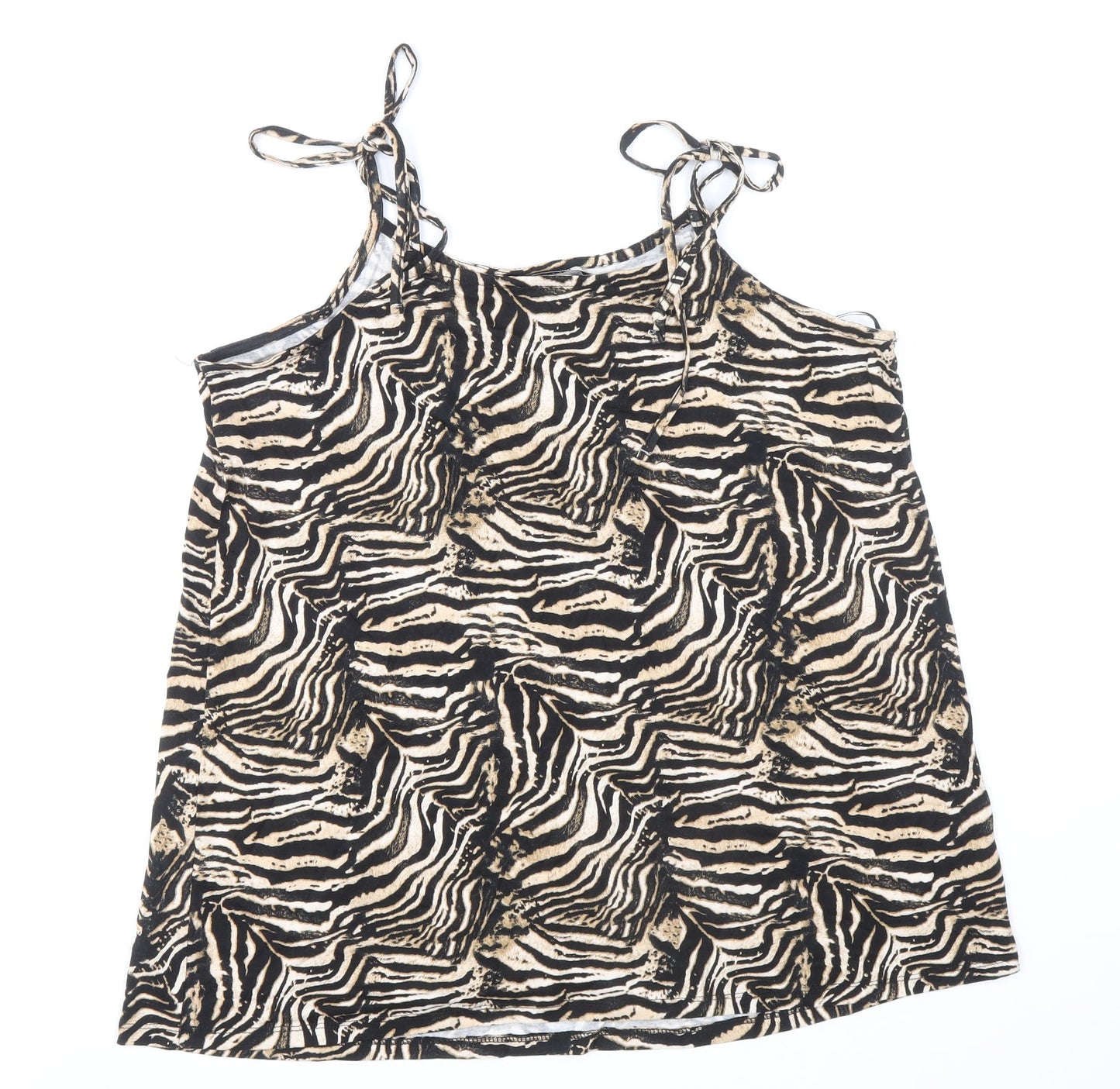 TU Womens Brown Geometric Viscose Basic Tank Size 12 Round Neck