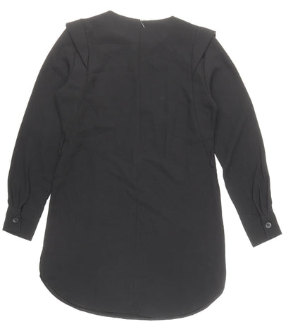 Warehouse Womens Black Polyester Shift Size 10 Round Neck Zip