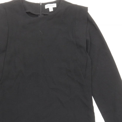 Warehouse Womens Black Polyester Shift Size 10 Round Neck Zip