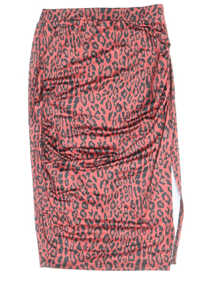 Nakd Womens Red Animal Print Polyester Straight & Pencil Skirt Size M - Leopard Pattern