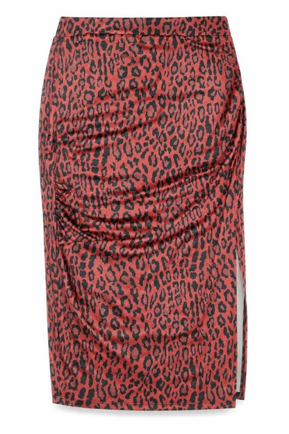 Nakd Womens Red Animal Print Polyester Straight & Pencil Skirt Size M - Leopard Pattern
