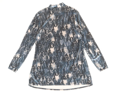 George Womens Blue Animal Print Polyester Shift Size 8 Mock Neck Pullover - Snakeskin Pattern