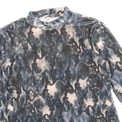 George Womens Blue Animal Print Polyester Shift Size 8 Mock Neck Pullover - Snakeskin Pattern