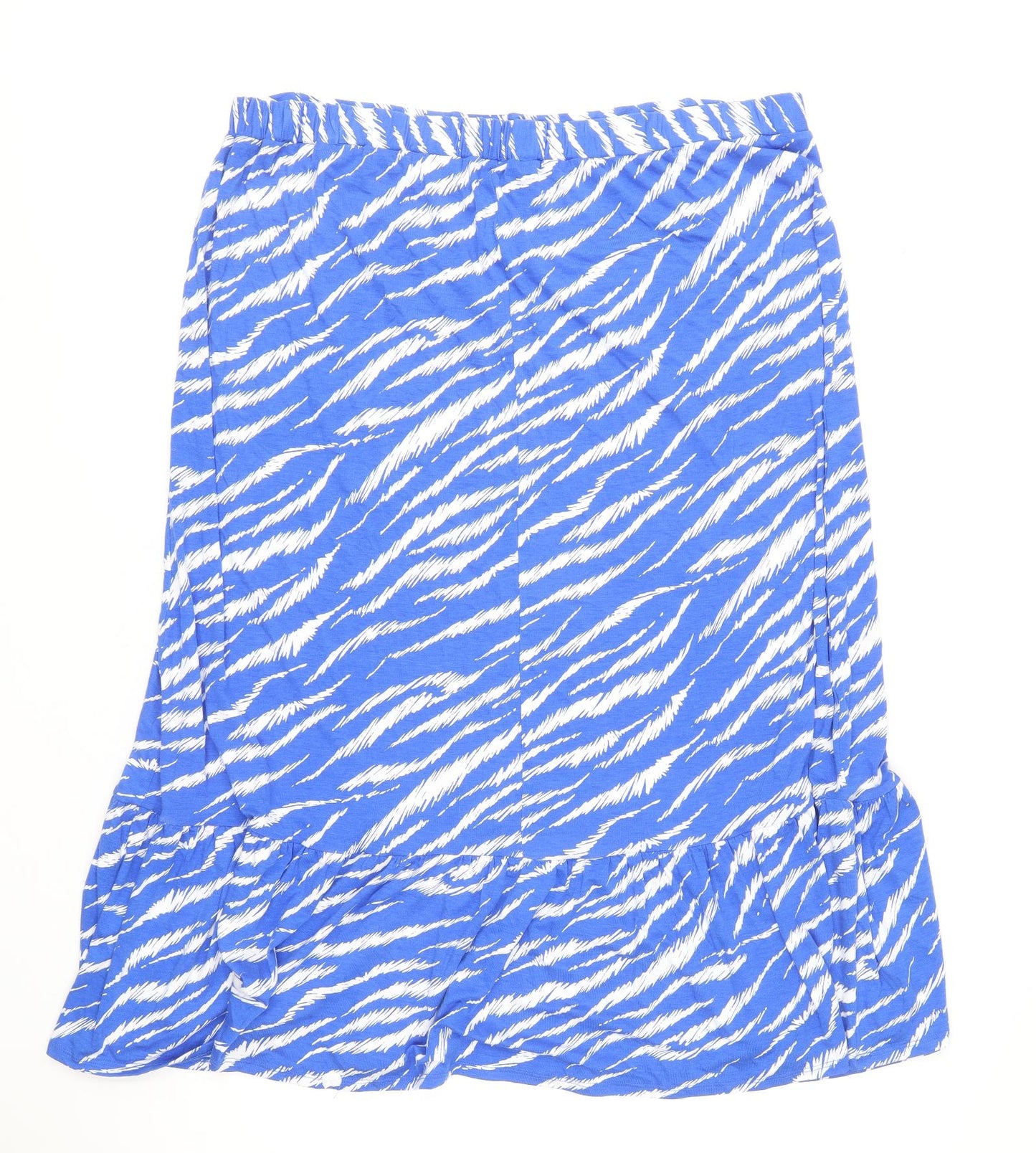 M&Co Womens Blue Animal Print Viscose Trumpet Skirt Size 18 - Tiger Pattern