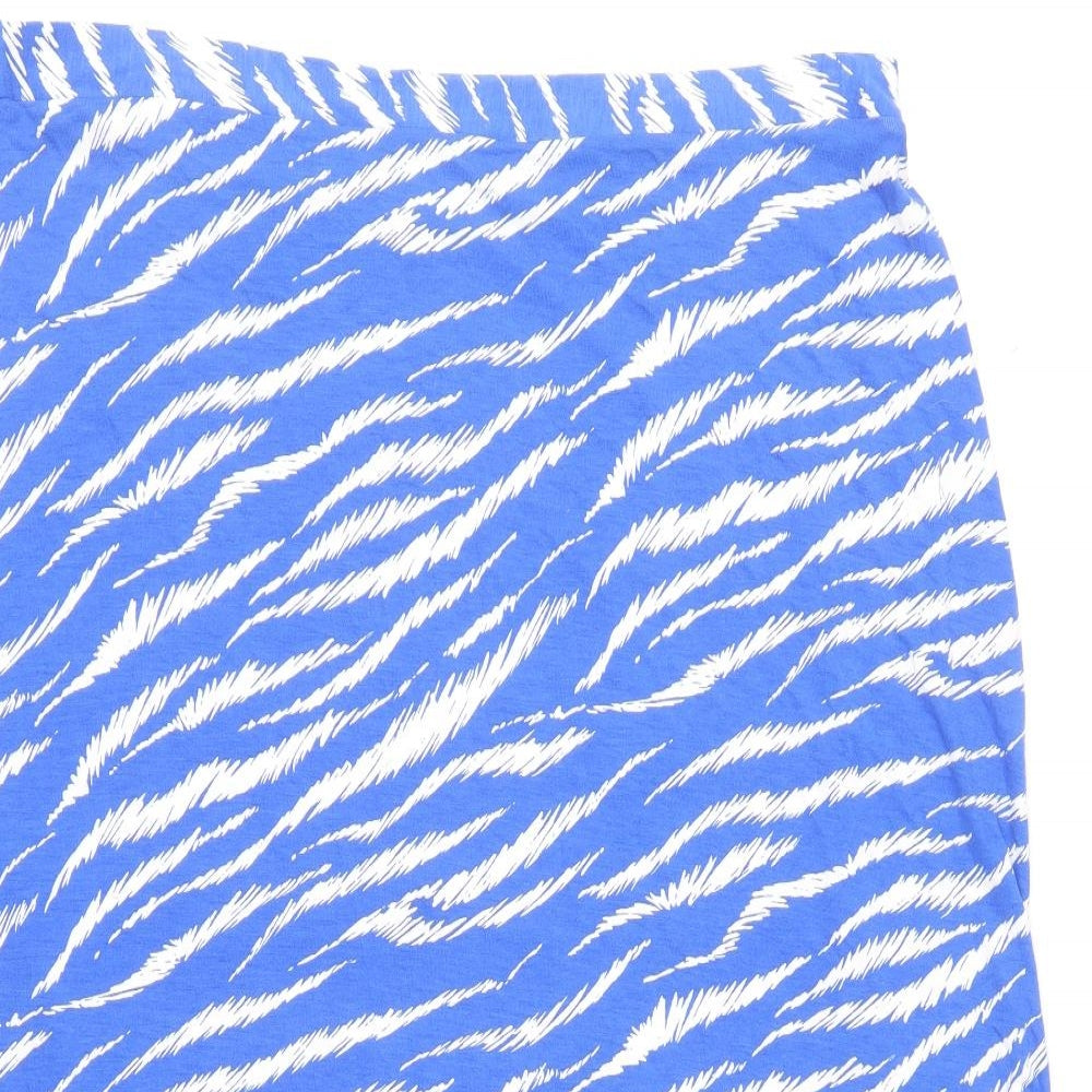 M&Co Womens Blue Animal Print Viscose Trumpet Skirt Size 18 - Tiger Pattern