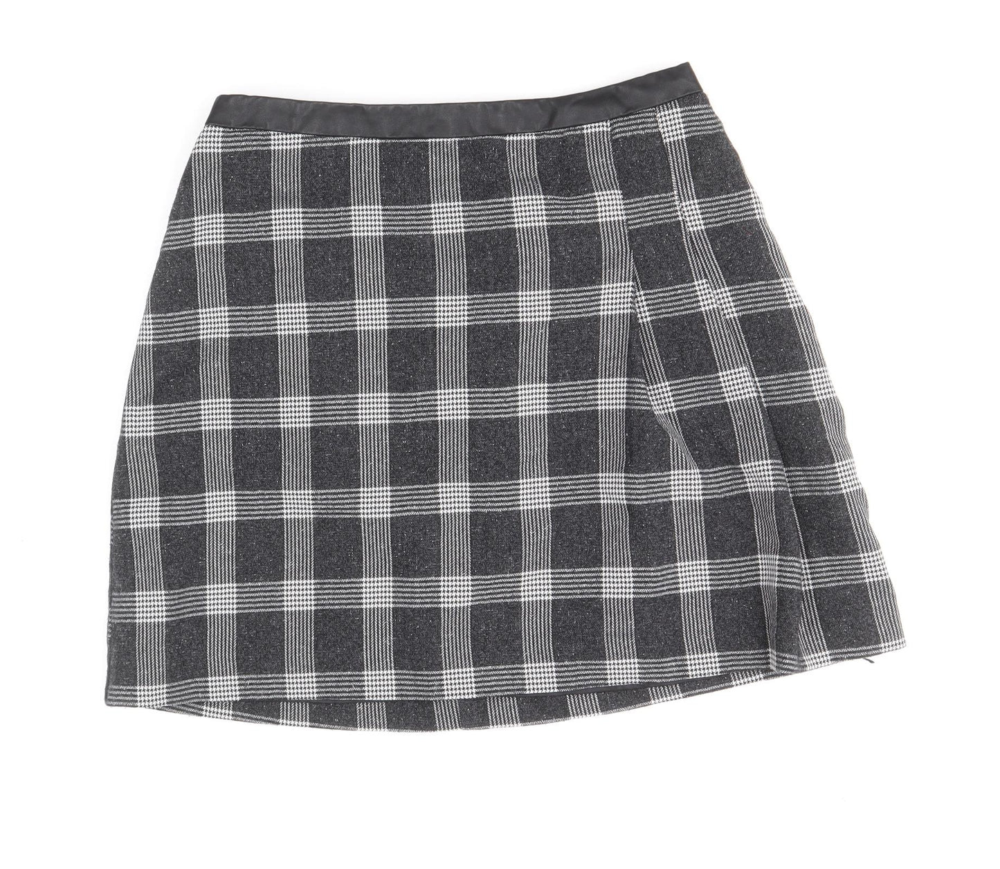 Oasis Womens Black Plaid Polyester Mini Skirt Size 12 Zip