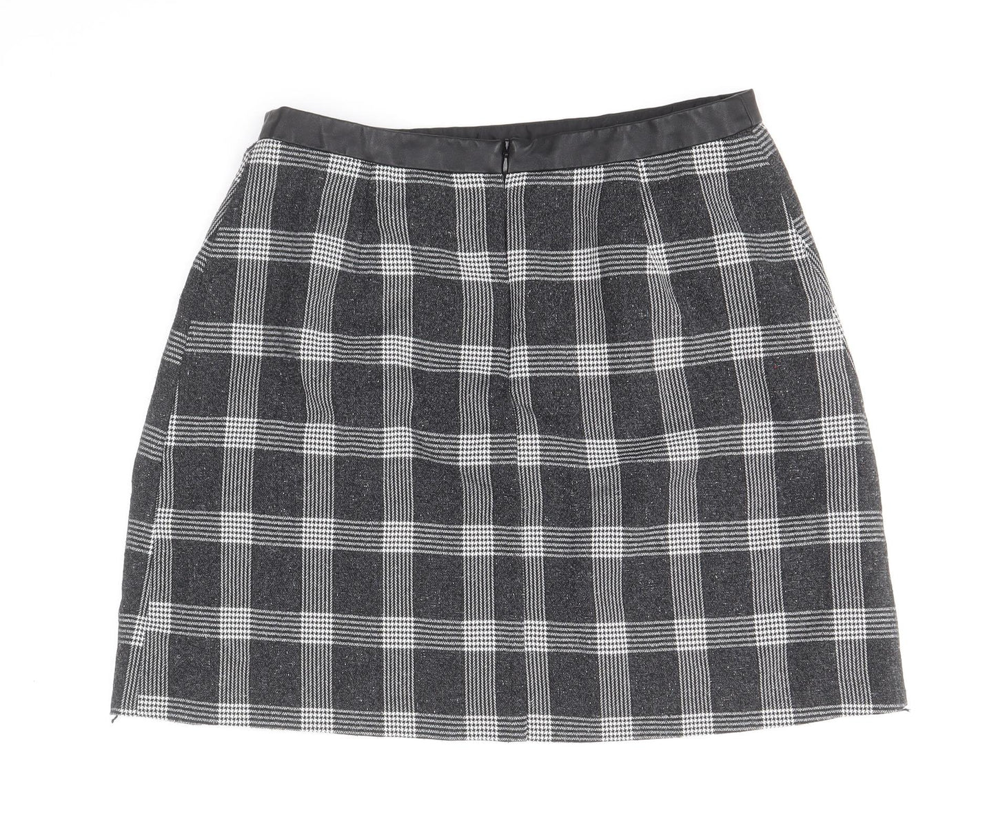 Oasis Womens Black Plaid Polyester Mini Skirt Size 12 Zip