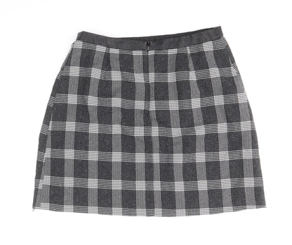 Oasis Womens Black Plaid Polyester Mini Skirt Size 12 Zip