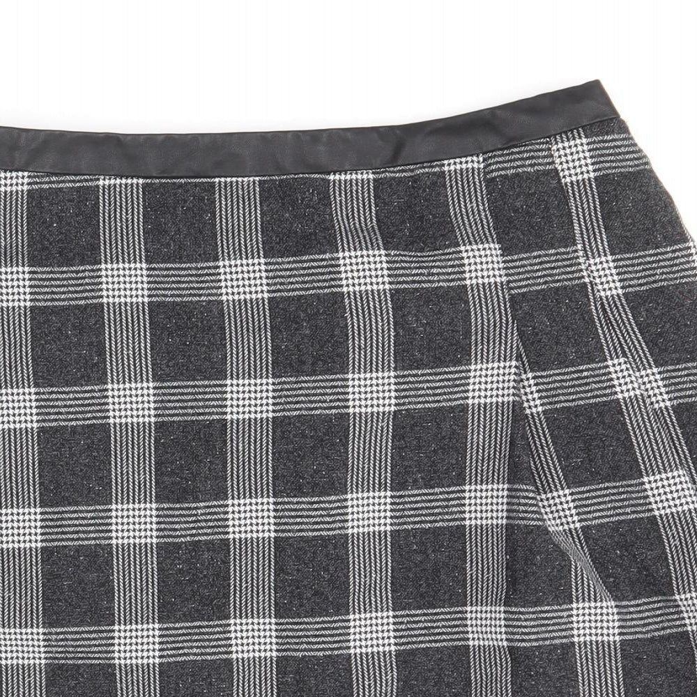 Oasis Womens Black Plaid Polyester Mini Skirt Size 12 Zip