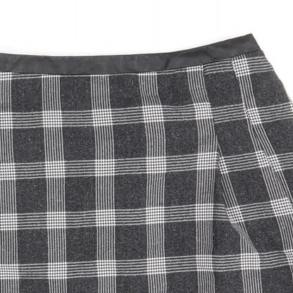Oasis Womens Black Plaid Polyester Mini Skirt Size 12 Zip