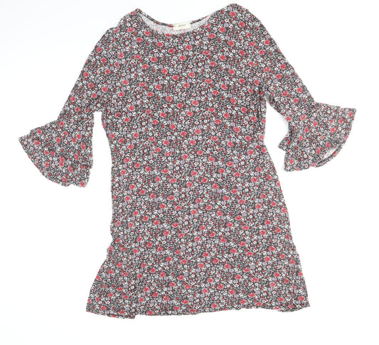 Papaya Womens Multicoloured Floral Viscose Skater Dress Size L Roll Neck Pullover