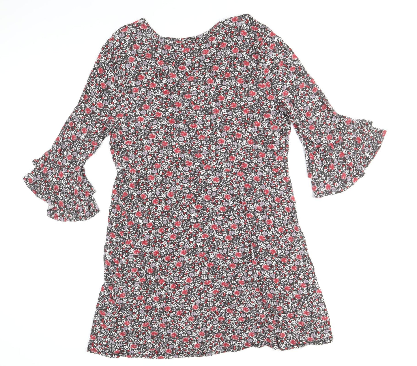 Papaya Womens Multicoloured Floral Viscose Skater Dress Size L Roll Neck Pullover