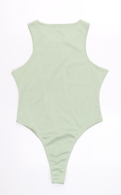 PRETTYLITTLETHING Womens Green Polyester Bodysuit One-Piece Size 12 Snap