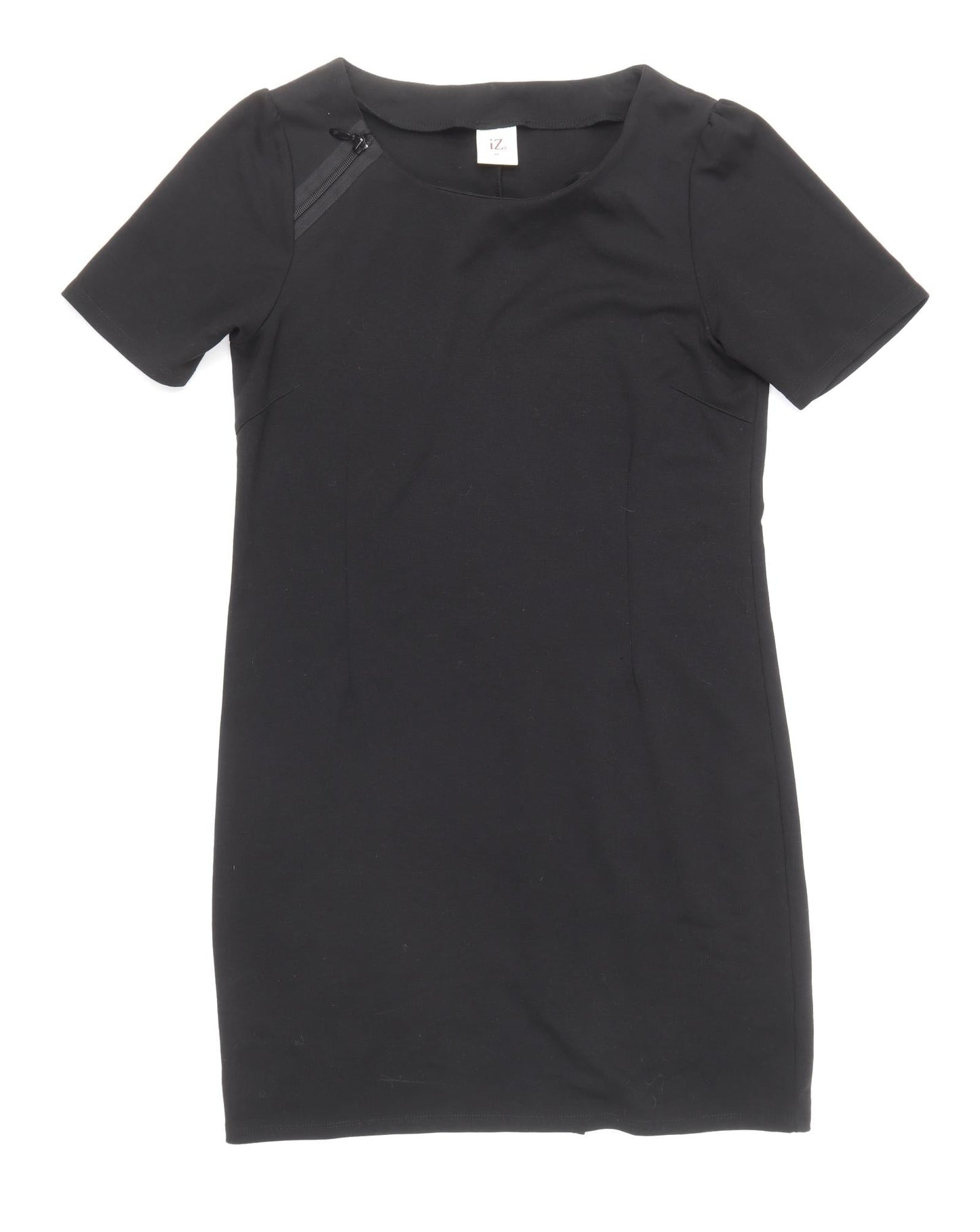 iZ Womens Black Polyester Pencil Dress Size M Round Neck Zip