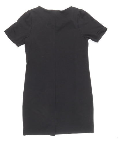 iZ Womens Black Polyester Pencil Dress Size M Round Neck Zip
