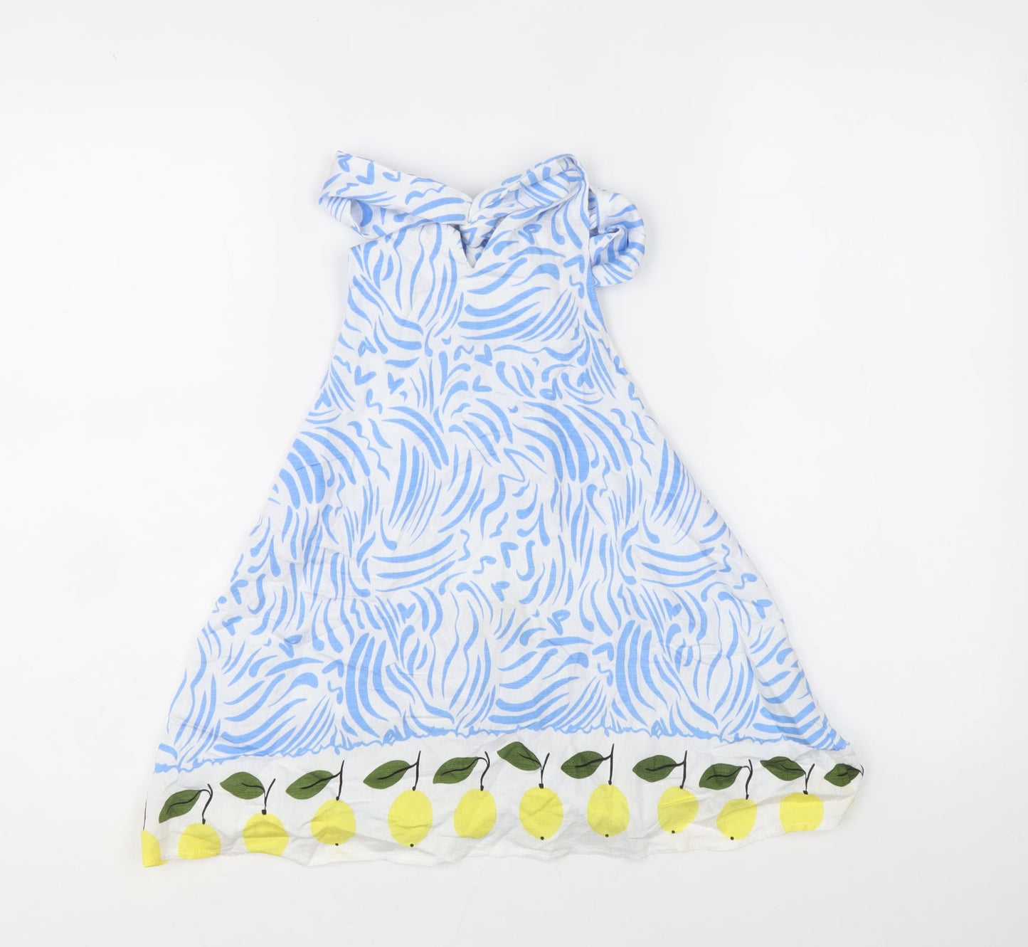 Primark Womens Blue Geometric Viscose Basic Tank Size 12 V-Neck